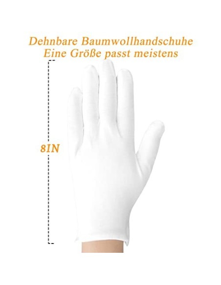 guantes algodon dermatologicos para el cuidado de las manos suaves y elásticos Guantes de algodón lavables a máquina 10 pares guantes blancos algodon Guantes algodon