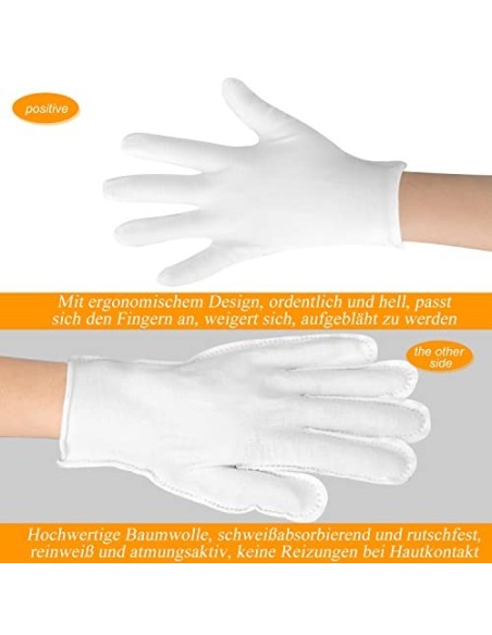 guantes algodon dermatologicos para el cuidado de las manos suaves y elásticos Guantes de algodón lavables a máquina 10 pares guantes blancos algodon Guantes algodon