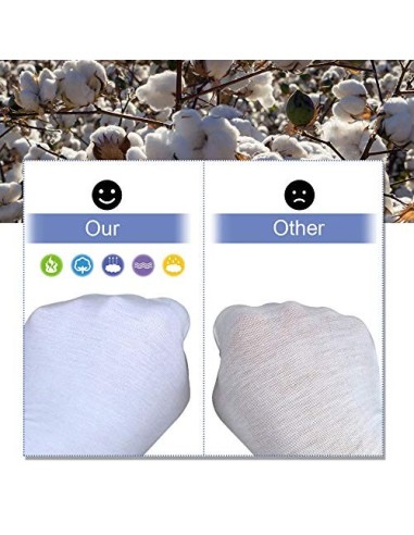 Perfetsell 12 Pares 24 Guantes Algodon Blanco Guantes Tela Blanca Finos Guantes Algodon Mujer Hombre Guantes de Joyeria Lavab