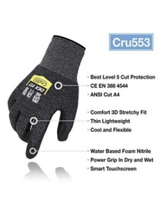 DEX FIT Guantes Anticortes de Nivel 5 Cru553, Ajuste Cómodo Elástico 3D, Buen Agarre, Recubrimiento de Espuma Duradero de Nit 2