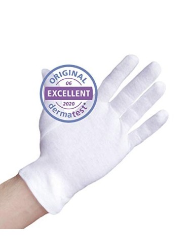 Well B4® Care Guantes de algodón blanco, guantes hidratantes, guantes de hilo hechos de 100% algodón para su protección cuand