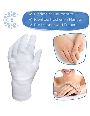 Well B4® Care Guantes de algodón blanco, guantes hidratantes, guantes de hilo hechos de 100% algodón para su protección cuand