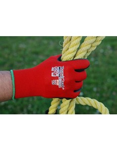 Ruvigrab - Guante soporte nylon con recubrimiento látex natural rugoso, 7, Rojo/Negro 2