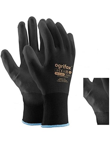 24 pares de guantes de trabajo de nailon negro revestidos de poliuretano Para jardinería, construcción y mecánica, con adhesi