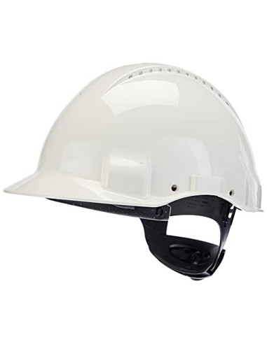 3M G3000 Casco de seguridad blanco con ventilación, arnés de ruleta y banda sudor de plástico  1 casco/caja 