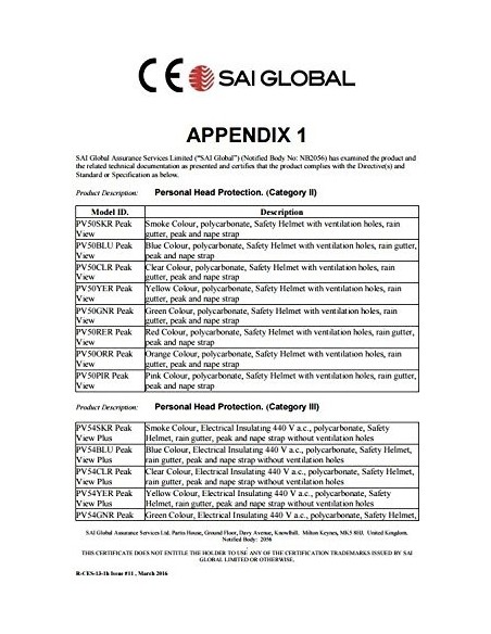 Portwest PV50 - Opinión máxima del casco, color Amarillo