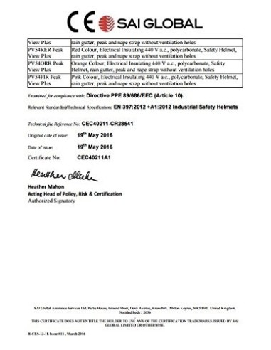 Portwest PV50 - Opinión máxima del casco, color Amarillo