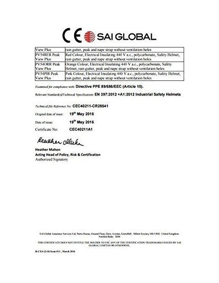 Portwest PV50 - Opinión máxima del casco, color Amarillo