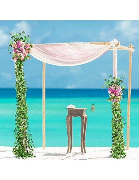 YQing Plantas Hiedra Artificial Decoración Interior y Exterior 91ft-12 Piezas Guirnalda Hiedra Artificial De Hogar Boda Jardí