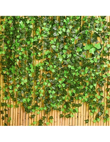 YQing Plantas Hiedra Artificial Decoración Interior y Exterior 91ft-12 Piezas Guirnalda Hiedra Artificial De Hogar Boda Jardí