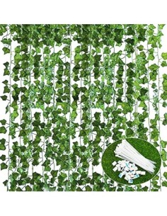 JNCH Planta Hiedra Artificial  14pcs*2.2m  Decoración, Hojas de Vid, Guirnalda Hiedra Artificial Enredadera, Hogar Escalera V