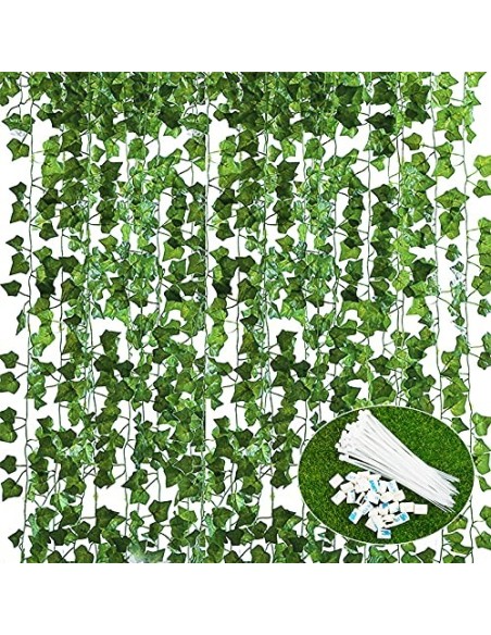 JNCH Planta Hiedra Artificial  14pcs*2.2m  Decoración, Hojas de Vid, Guirnalda Hiedra Artificial Enredadera, Hogar Escalera V