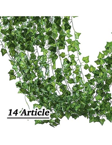 JNCH Planta Hiedra Artificial  14pcs*2.2m  Decoración, Hojas de Vid, Guirnalda Hiedra Artificial Enredadera, Hogar Escalera V