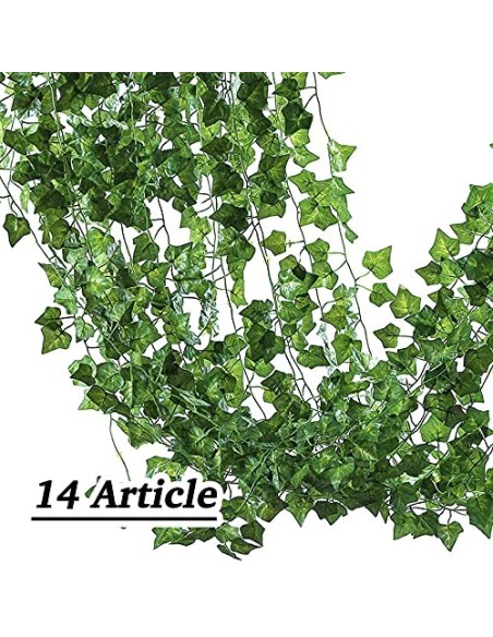 JNCH Planta Hiedra Artificial  14pcs*2.2m  Decoración, Hojas de Vid, Guirnalda Hiedra Artificial Enredadera, Hogar Escalera V