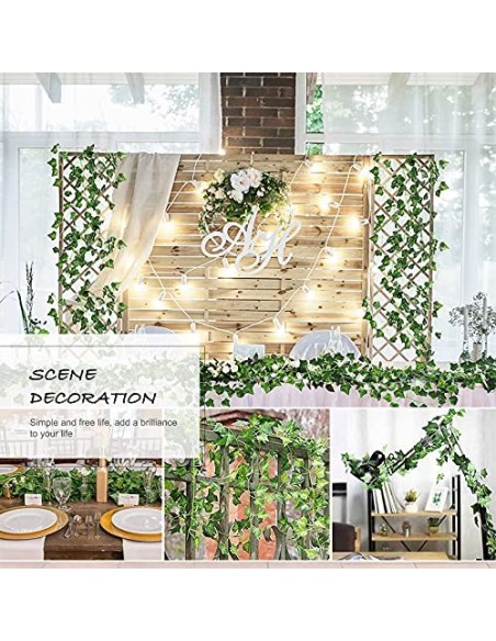 JNCH Planta Hiedra Artificial  14pcs*2.2m  Decoración, Hojas de Vid, Guirnalda Hiedra Artificial Enredadera, Hogar Escalera V