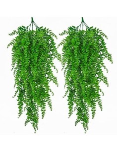 ADORAMOUR Plantas Artificiales Decorativas 2 Piezas Planta Colgantes del Hogar Decoración Pared para Interior y Exterior, Vid