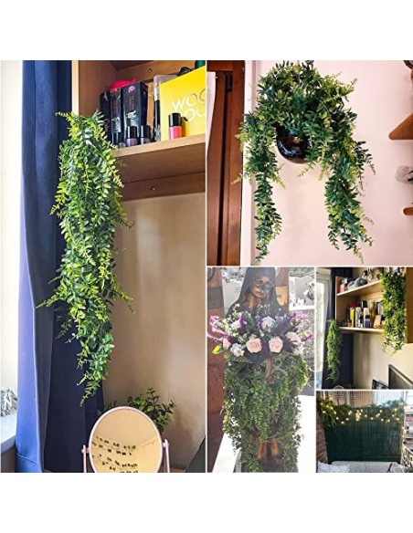 ADORAMOUR Plantas Artificiales Decorativas 2 Piezas Planta Colgantes del Hogar Decoración Pared para Interior y Exterior, Vid