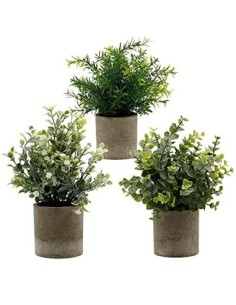 GaoTuo Artificiales Decoración, 3Pcs Plantas Artificiales de Maceta, Mini Artificiales Plastico Decorativas Plantas Falsas co