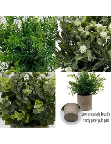 GaoTuo Artificiales Decoración, 3Pcs Plantas Artificiales de Maceta, Mini Artificiales Plastico Decorativas Plantas Falsas co