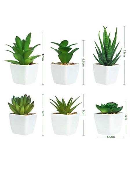 Ouddy 6 Piezas de Plantas Suculentas Artificiales en Macetas, Plantas Suculentas Artificiales Verdes, Utilizadas para Escrito