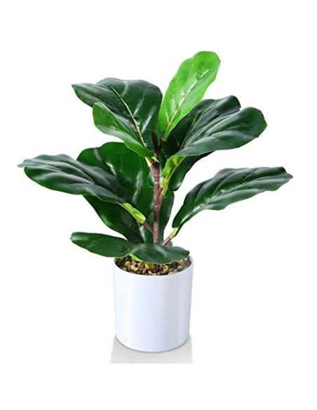 Mini Plantas Falsas en Maceta Kazeila, Planta de Higo de Hoja de violín Artificial de 40 cm para Oficina en casa, Hotel, libr