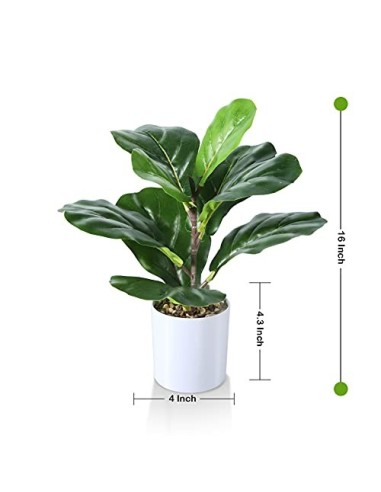 Mini Plantas Falsas en Maceta Kazeila, Planta de Higo de Hoja de violín Artificial de 40 cm para Oficina en casa, Hotel, libr