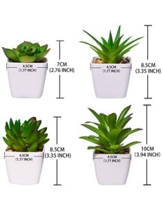 YHmall 4pcs Plantas Artificiales Decoracion Exterior de Suculentas con Macetas Plásticas de Interior y Exterior para Cocina,  2