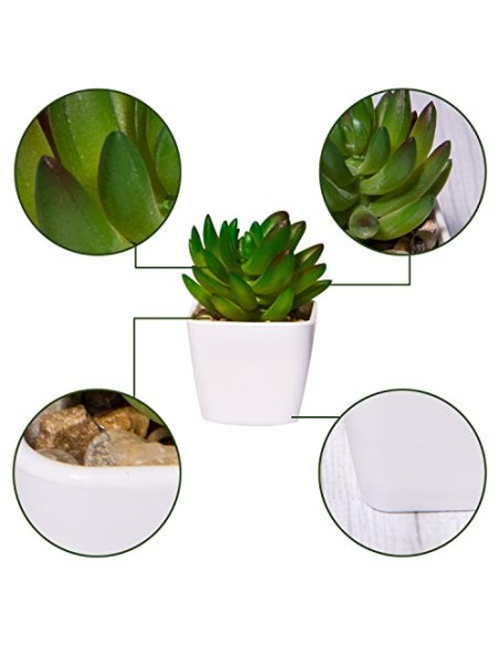 YHmall 4pcs Plantas Artificiales Decoracion Exterior de Suculentas con Macetas Plásticas de Interior y Exterior para Cocina, 