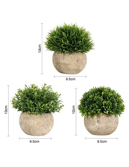 GoMaihe Plantas Artificiales Plásticas de Maceta, 3Piezas, Planta Artificial Decorativa, Adecuado para El Hogar Oficina Decor