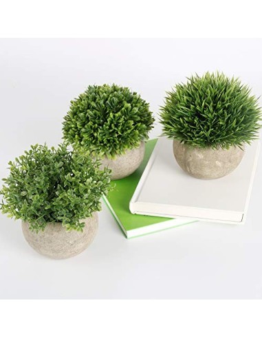 GoMaihe Plantas Artificiales Plásticas de Maceta, 3Piezas, Planta Artificial Decorativa, Adecuado para El Hogar Oficina Decor