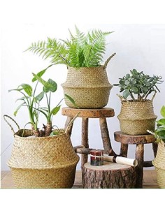 Lawei 2 Piezas Seagrass cesta de cesteria de mimbre plegable colgante maceta Cesta de Almacenamiento de Flor Cesta de Lavande 2