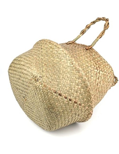 Lawei 2 Piezas Seagrass cesta de cesteria de mimbre plegable colgante maceta Cesta de Almacenamiento de Flor Cesta de Lavande