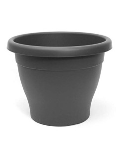 Acan - Maceta de Plástico Gris Redonda para Plantas y Flores Mediterránea con Orificios Inferiores. Recipiente Ideal para jar