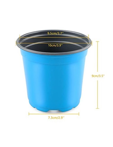 KINGLAKE 100 macetas de plástico Azul de 10 cm para Plantas de Plantas de Plantas de Plantas para Plantas suculentas, Verdura