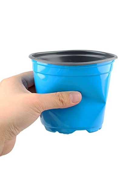 KINGLAKE 100 macetas de plástico Azul de 10 cm para Plantas de Plantas de Plantas de Plantas para Plantas suculentas, Verdura