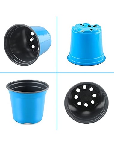 KINGLAKE 100 macetas de plástico Azul de 10 cm para Plantas de Plantas de Plantas de Plantas para Plantas suculentas, Verdura
