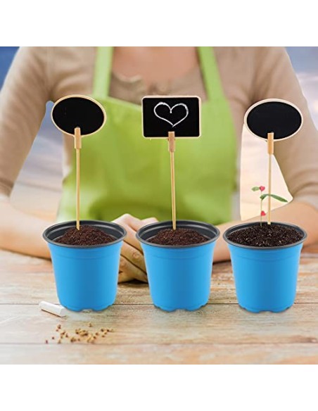 KINGLAKE 100 macetas de plástico Azul de 10 cm para Plantas de Plantas de Plantas de Plantas para Plantas suculentas, Verdura