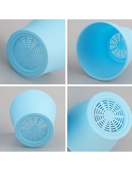 KINGLAKE 8 Piezas de macetero de plástico Azul de 4 Pulgadas, Adecuado para Interiores u oficinas, con Bandeja / Bandeja, plá