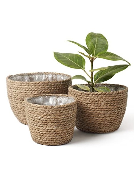 La Jolíe Muse Cesta de Plantas de Hierba Marina en el Interior y en el Exterior, Cubierta de Macetas, Contenedores de Plantas