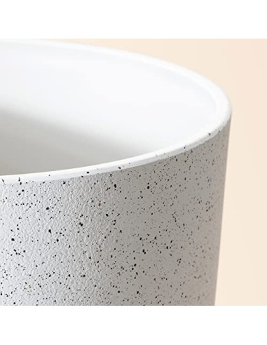 LA JOLIE MUSE Maceta, jardineras de Exterior, Maceta Interior, macetas con Agujeros de Drenaje, Blanco Moteado  19 +22cm 