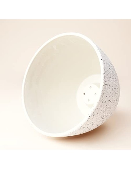 LA JOLIE MUSE Maceta, jardineras de Exterior, Maceta Interior, macetas con Agujeros de Drenaje, Blanco Moteado  19 +22cm 