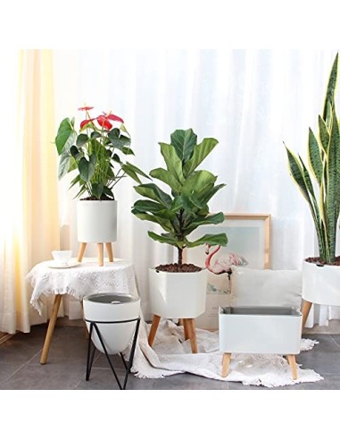 Lagita macetas con Soporte Maceta autorriego Interior,macetas Decorativas Interior, maceteros elevados - 1 Pieza Blanc