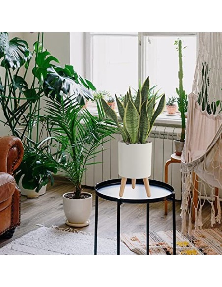 Lagita macetas con Soporte Maceta autorriego Interior,macetas Decorativas Interior, maceteros elevados - 1 Pieza Blanc