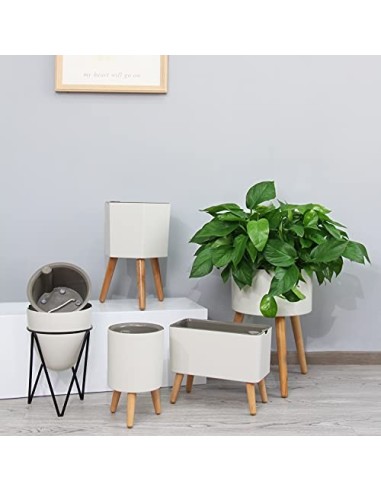 Lagita macetas con Soporte Maceta autorriego Interior,macetas Decorativas Interior, maceteros elevados - 1 Pieza Blanc