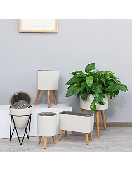 Lagita macetas con Soporte Maceta autorriego Interior,macetas Decorativas Interior, maceteros elevados - 1 Pieza Blanc