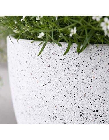 La Jolíe Muse Macetas Interior y Exterior, Juego de Maceta de Flores, macetas con Agujeros de Drenaje, Blanco Moteado, 19 CM,