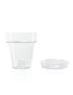 Kalapanta Maceta de plástico Transparente para orquídeas con Agujeros de Drenaje y platillo  1, Ø 14 cm 