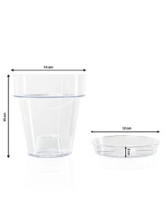 Kalapanta Maceta de plástico Transparente para orquídeas con Agujeros de Drenaje y platillo  1, Ø 14 cm  2