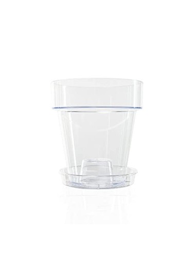 Kalapanta Maceta de plástico Transparente para orquídeas con Agujeros de Drenaje y platillo  1, Ø 14 cm 