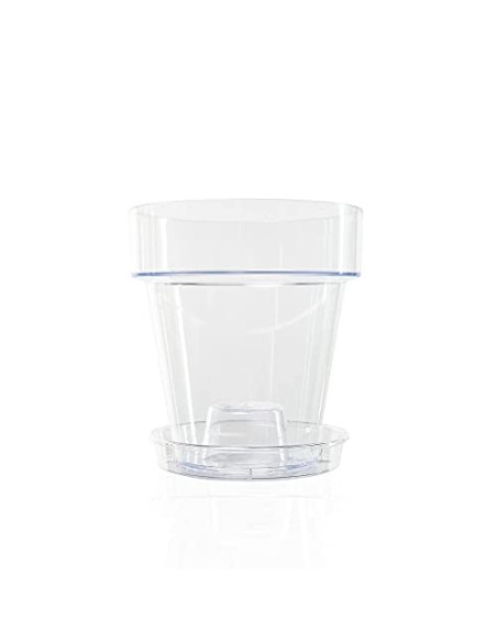 Kalapanta Maceta de plástico Transparente para orquídeas con Agujeros de Drenaje y platillo  1, Ø 14 cm 